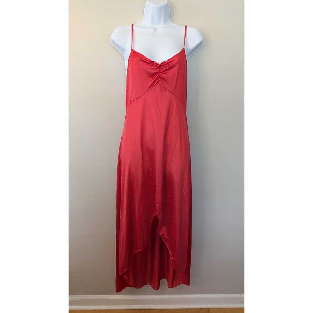 Vtg Undercover Wear Silky Nylon Hi Low Maxi Nightgown Lace Slip Dress Romantic